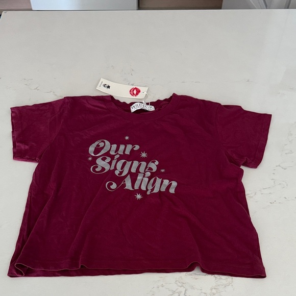 Wildfox Burgundy cropped Graphic Tee - Picture 1 of 4